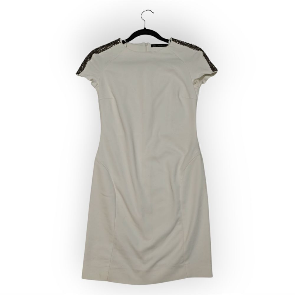 Zara Trafaluc Beaded White Mini Dress Sz S